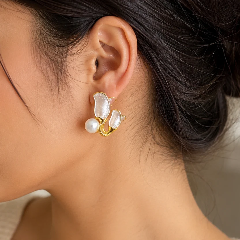 White Tulip Earrings